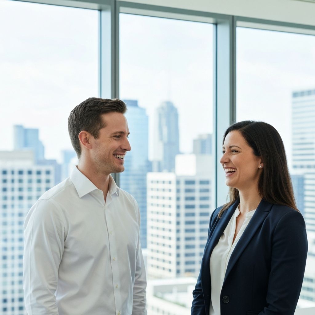 Professional property managers in modern office